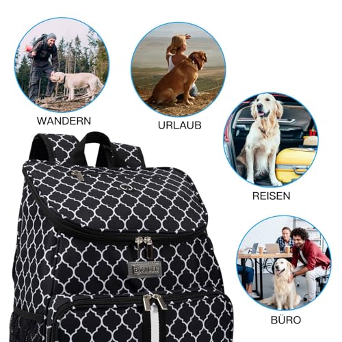 BAGLHER丨Dog Travel Bag, Airline Approved Pet Supplies Backpack, Dog Travel Backpack with 2 Silicone Collapsible Bowls and 2 Food Baskets - color: DLBlack-A