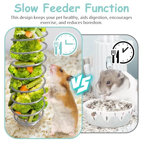 3 PCS Rat Enrichment Toys Stainless Steel Rat Foraging Toy Hanging Slow Feeder Mice Fruit Vegetable Skewer Food Holder Cage Accessories for Rodent Dwarf Hamster Gerbil