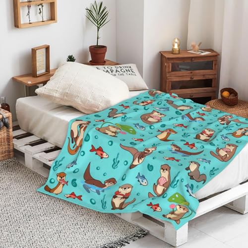 Sea Otter Blankets for Kids Girls Plush Sea Otters Blanket Throw Stuff Bedding Otter Gifts for Girls Kids Boys Women Adults Animal Lovers Birthday Party Decorations 50"X40" - color: Otter, size: 50"x40"