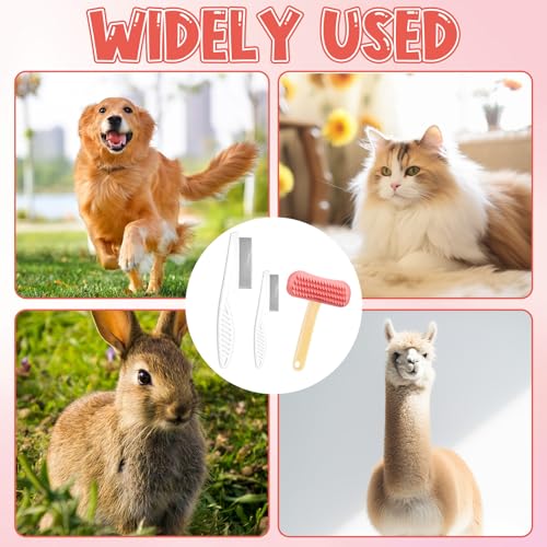 3Pcs Rabbit Brush Bunny Grooming & Flea Comb, Practical Animal Brush for Groomings, Soft Silicone Small Animal Massage Comb, Bunny Grooming Kit Suitable for Cats Puppies & Other Pets - color: 1pc/pink-Flea brush