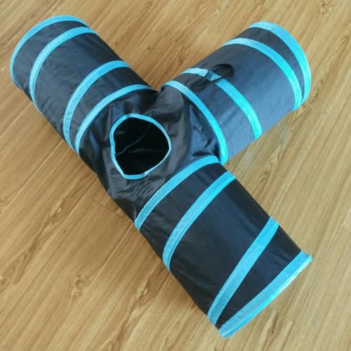 Cat Tunnels, Pet Ferret Rabbit Bunny Tunnels Tubes Subway Habitats, T-Style, DIY Cat Peekaboo Maze House Tent Bed, Kitten Interactive Toy (T Type 3 Way (Straight)) - size: T Type 3 Way (Straight)