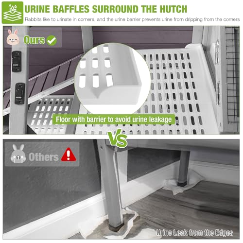 GUTINNEEN Guinea Pig Cage with Anti Chewing Sturdy Plastic Floor and Cool Zinc Plate, Indoor Rabbit Hutch with Hideout and Wheels, Elevated Legs Bunny and Hamster Cage 36.6" L - color: Grey-On Wheels