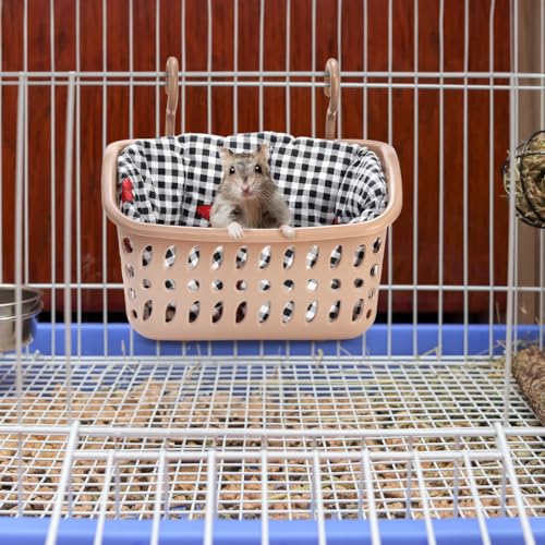 2 Pack Rat Hammock for Cage, Chew Proof Small Animal Hanging Basket Bed with Hooks, Chinchilla Hideout Ferret Cage Accessories for Guinea Pig, Hamster, Sugar Glider, Hedgehog
