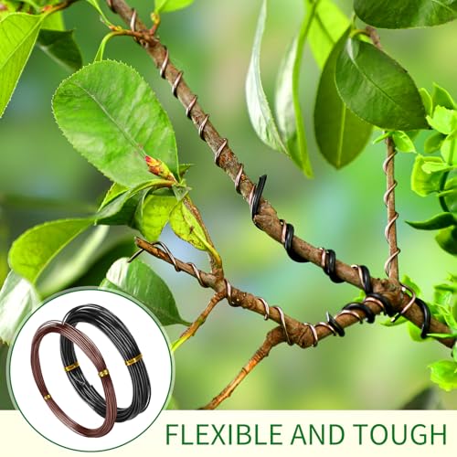 Mudder 5 Roll Aluminum Bonsai Training Wire Tree 160 Feet Total with Bonsai Wire Cutter Anodized Training for Holding Branches Small Trunks(1/1.5/2.0mm,Modern) - color: Modern, size: 1/1.5/2.0mm