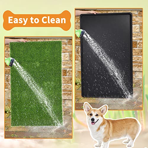 LOOBANI Large Dog Grass Pad with Tray - 47.6×29in for Balcony Apartment | 2 Replacement Fake Grass Pads, Easy to Clean, Dog Litter Box, Balcony/Apartment/Indoor/Outdoor Use - size: Tray Potty 47.6*29inch