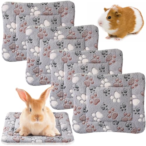 4 Pack Ultra Soft Dog Cat Bed Mat Small Animal Guinea Pig Bed with Cute Print Reversible Fleece Dog Crate Kennel Pad Cozy Washable Thickened Hamster Pet Beds Mat(13 x 10 Inches,Light Gray) - color: Light Gray, size: 13 x 10 Inches