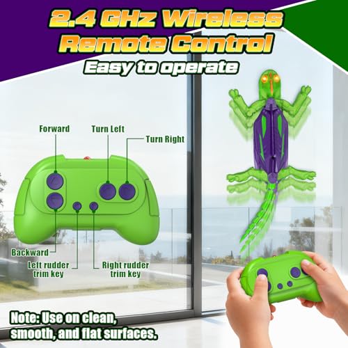 Wall Climbing Gecko, Glow-in-The-Dark Lizard Wall Crawler, Remote Control Lizard with LED Eyes, 360° Rotating Electric Reptile Robot for Floor and Wall, Christmas Birthday Gift for 3-8 Year Old Kids - color: Purple