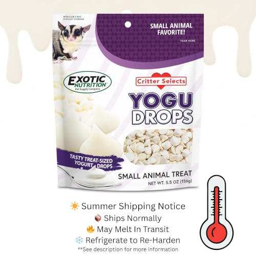 Yogu Drops With Papaya (4.5 oz.) - Healthy Natural Fruit & Yogurt Treat - For Sugar Gliders, Rats, Chinchillas, Ferrets, Parrots, Hamsters, Squirrels, Hedgehogs, Guinea Pigs, Rabbits & Small Pets