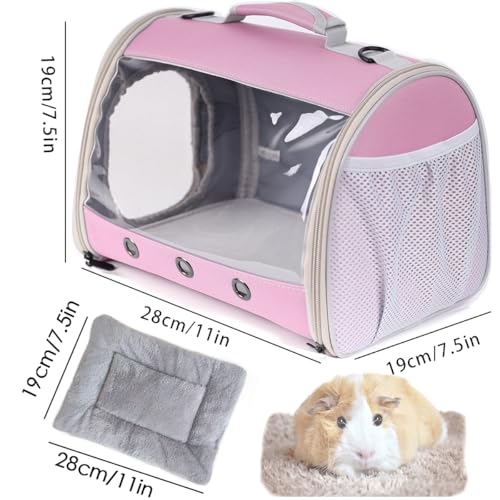 Lizard Travel Carrier Backpack,Guinea Pig Backpack Carrier,Space Capsule Clear Bubble Window Astronaut Reptile Carrier Backpack for Bearded Dragon,Hamster,Sugar Glider,Bunny - color: Pink
