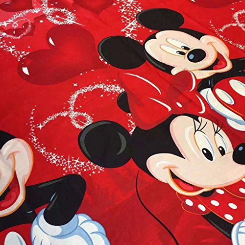 100% Cotton Kids Reversible Printing Mickey Mouse Couples Duvet Cover 3PCS Bedding Set with Zipper Closure, King(No Comforter) - color: Red, size: King
