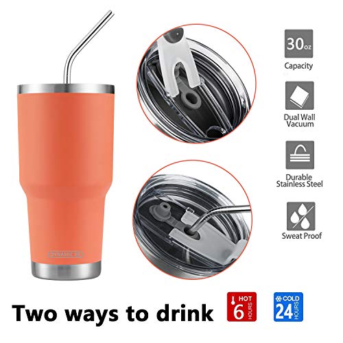 D·S 30oz Orange Tumbler Double Wall Vacuum Insulated Travel Coffee Mug | Double Wall Vacuum Suit Cold and Hot Drink Fits in standard car cup holders With Splash-Proof Lid - color: Orange