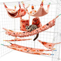 8 Pcs Sugar Glider Cage Set, Small Animal Fleece Hammock Set, Hanging Bed, Climbing Bridge and Toys for Sugar Gliders, Fancy Rats, Squirrels,Ferrets,Orange7126-3 - color: Orange