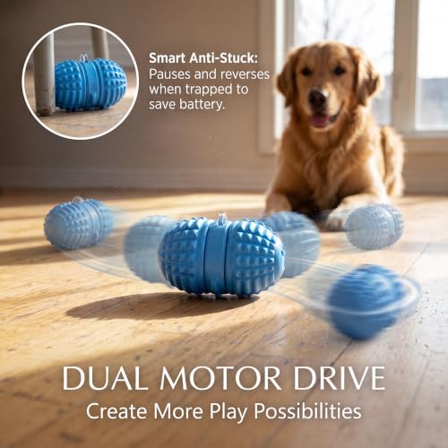 Smart Interactive Dog Toy, 8 Modes Automatic Rolling Ball with a Recording Function, Food-Grade Rubber Material Interactive Dog Ball for Medium and Large Dogs