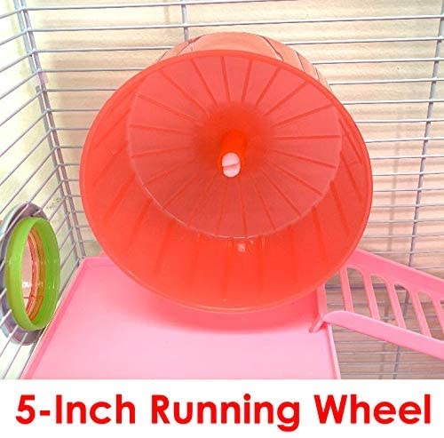 Pink Large Twin Tower Habitat Hamster Home Rodent Gerbil Mouse Mice Rat Wire Animal Cage Long Crossover Tube Expandable and Customizable with Hide House Running Wheel Food Bowl Water Bottle Deep Base - color: Pink, size: 31.0"L x 14.5"W x 33.0"H