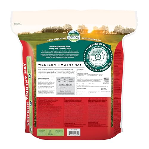 Oxbow Western Timothy Hay, Rabbit & Guinea Pig Hay, High Fiber, USA, 40 oz | Oxbow Timothy Hay, Bunny Hay For Rabbits, Guinea Pigs, Bunnies and Chinchillas, Hand-Sorted, De-Dusted, Made in USA - size: 40 Ounce (Pack of 1)
