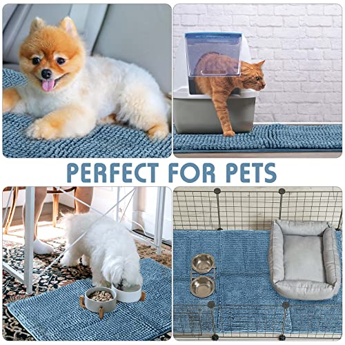 4 Pcs Guinea Pig Cage Liner 16 x 24 Inch Washable Chenille Pee Pads Pet Dog Cat Bedding Training Mat Reusable for Small Animals Puppy Bunny Hamster Chinchilla - color: Blue, size: 16 x 24 Inch, style: Low Pile Chenille