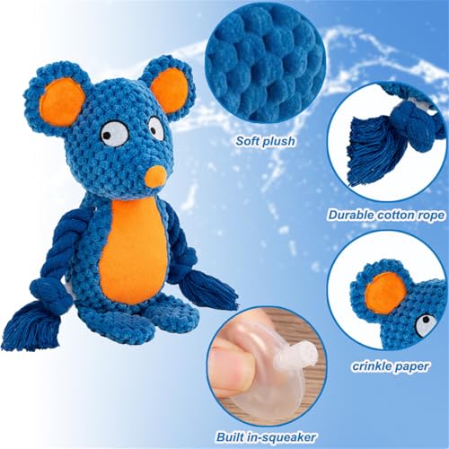 Plush Mouse Squeaky Dog Toy,for Aggressive Chewers | Built-In Squeaker,Natural Cotton Rope Legs,Reinforced Texture For Medium Dogs,Small Breed Teething,Machine Washable - color: mouse