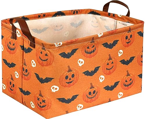 Rectangular Halloween Baskets,Pumpkin Basket for Kids with Handles. Candy Basket,Books Bins. (Halloween Pumpkin) - color: Halloween Pumpkin