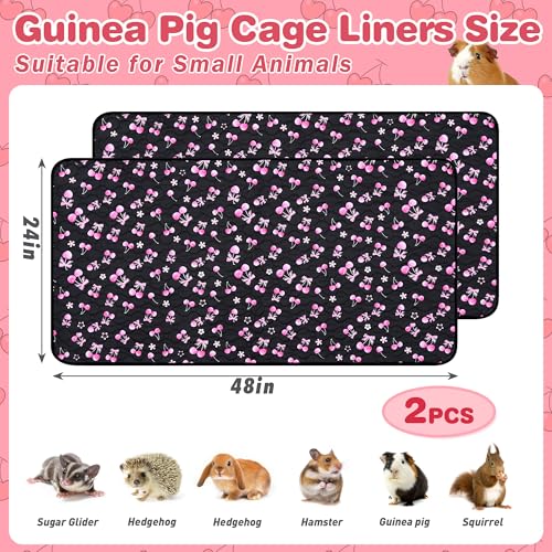2 Pack Guinea Pig Cage Liner, 24" x 48" Washable Reusable Guinea Pig Liner, Super Absorbent Waterproof Leak-Proof Pet Pee Pad Mats, Guinea Pig Mats - size: ZZ 24*48"(2PCS)