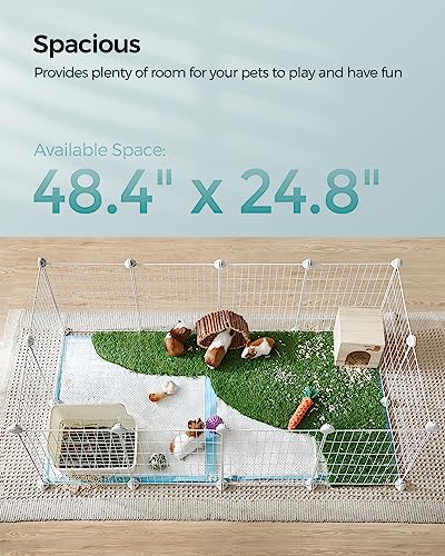 SONGMICS Pet Playpen, Small Animal Cage, Pet Fence with Cable Ties, DIY Metal Enclosure for Guinea Pigs, Hamsters, Rabbits, Hedgehogs, White ULPI001W01 - color: White, size: 48.4"L x 24.8"W x 16.1"H, style: 12 Panels