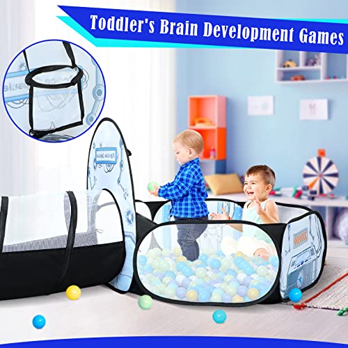 3pc Kids Play Tent for Girls with Ball Pit, Crawl Tunnel, Princess Tents for Toddlers, Baby Space World Playhouse Toys (3PC White Rocket Play Tent) - style: 3PC White Rocket Play Tent