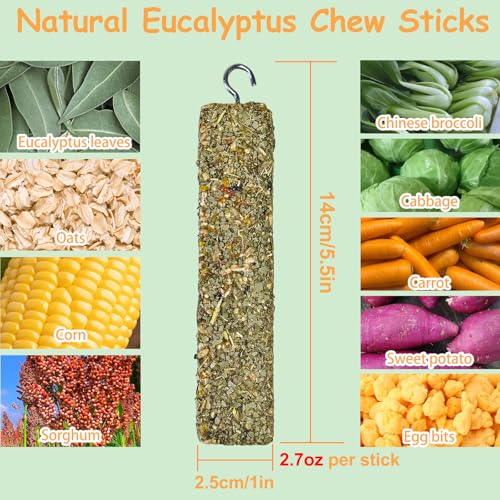 2PCS Sugar Glider Treats,Natural Eucalyptus Chew Sticks - Nutrition Crunch Treat with Egg Vegetables Leaves Oats Honey for Sugar Gliders - size: 2.65 Ounce (Pack of 2)