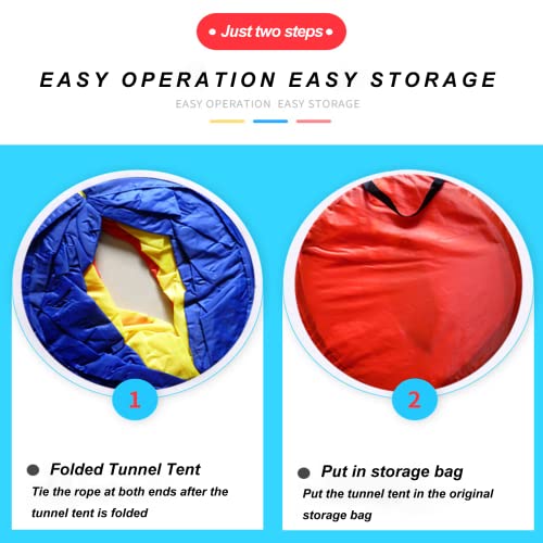 Kids Play Tunnel Tent for Toddlers, Colorful Pop Up Crawl Tunnel Toy Tent for Baby Infant Children or Dog Cat Pets, Indoor & Outdoor Toys for Boy and Girl Backyard Playset - style: Red Yellow Blue