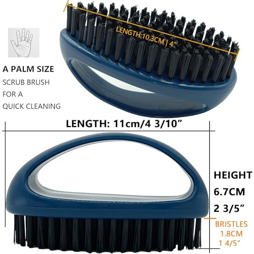 GKETN Small Scrub Brush with Nylon Bristles Heavy Duty Cleaning Brush | Good for Household Use, Like Bathroom, Kitchen, Grout, Tiles - Non-Slip Teardrop Handle & Hangable Design - Deep Blue - color: Deep Blue