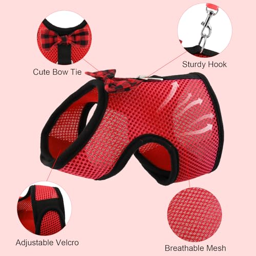 Hypeety Bunny Kitten Harness No Pull Cat Leash Stylish Vest Harness for Small Animal Adjustable Soft Breathable Walking Harness Set (RED, S) - color: Red, size: S