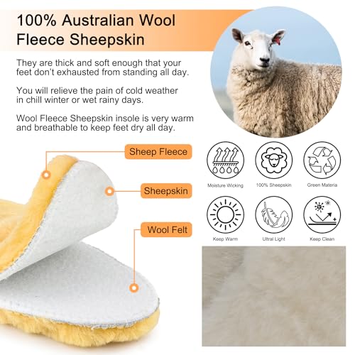 riemot Women’s Sheepskin Wool Insoles,100% Australian Wool Fleece Upper,15mm Thick Warm Winter Boot Inserts, Cozy Replacement Insoles for Snow Boots, Slippers & Roomy Shoes Cream EU37/US6 - color: Cream, size: US 6 Women