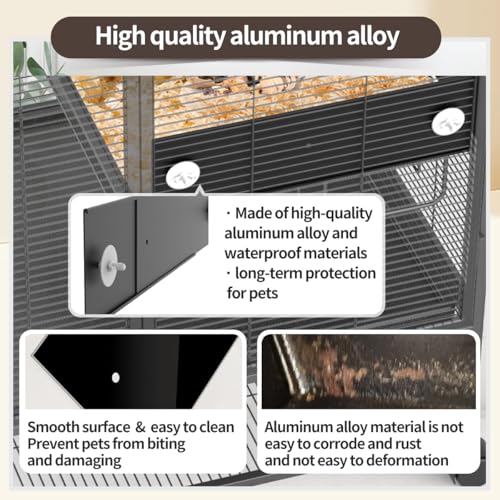 YKD Aluminum Alloy Scatter Guard for Ferret Nation & Critter Nation Cages | Urine Guard Easy Install Poop Guard to Contain Mess, Keep Floor Clean for Chinchillas, Rats (Black, Shelf Set) - size: Shelf Set