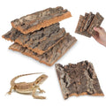 Kisangel 4pcs Reptile Tree Bark, Wood Cork Bark Climbing Platforms and Hide Terrarium Landscape Decor for Turtle, Lizard, Snake Habitat