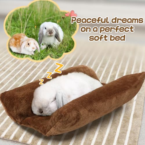 15.7" x 14" Soft Bunny Bed - Rabbit Bed, Warm Cuddle Cushion Plush Mat for Guinea Pig, Ferret, Small Animal - Brown - color: Brown