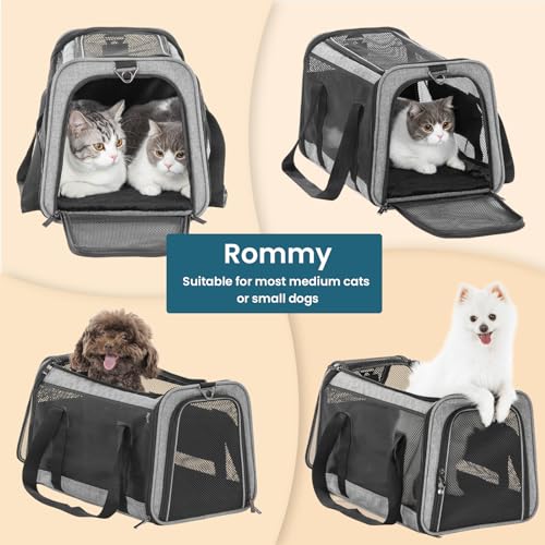 PETSFIT Large Cat Car Carrier,19 x 12 x 12 | Roomy Escape-Proof Cat Car Seat, Safe Driving, Lockable Zippers & Safety Tether, Soft-Sided Travel Carrier - color: Z-Gray, size: 19.0"L x 12.0"W x 12.0"H