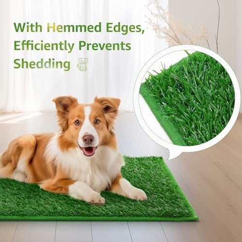 LOOBANI Dog Grass Pee Pads, 18.1x28.1in Artificial Grass Pad for Potty Tray | 2 Pack, Hemmed Edge, Fake Grass for Dogs to Pee On, Washable, Replacement Turf, Outdoor Indoor Pee Grass Patch, Easy to Clean - size: 18.1*28.1 inch