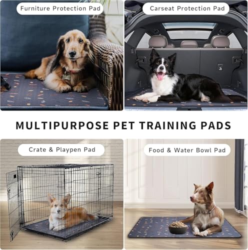 Sunheir Washable Pee Pads for Dogs Large 24" x 72" 2-Pack Reusable Puppy Pads Pet Training Pads, Absorb Dog Mats, Whelping Pad, Non-Slip Protects Against Urine Leakage, Runner Rug (Leaves - Deep Grey) - color: Leaves - Deep Grey, size: Runner 24x72 Inch (