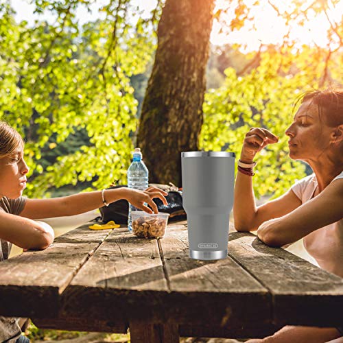 D·S 30oz Grey Tumbler Double Wall Vacuum Insulated Travel Coffee Mug | Double Wall Vacuum Suit Cold and Hot Drink Fits in standard car cup holders With Splash-Proof Lid - color: Gray