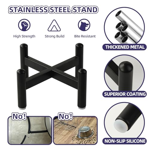Elevated Slow Feeder Dog Bowl, 0.8 Cups Ceramic Raised Slow Feeder with Stainless Stand, 6.3 Inch Wide Lifted Dog Bowl for Small Breeds to Control Eating Speed, Purple - color: Purple, size: Small with Stand