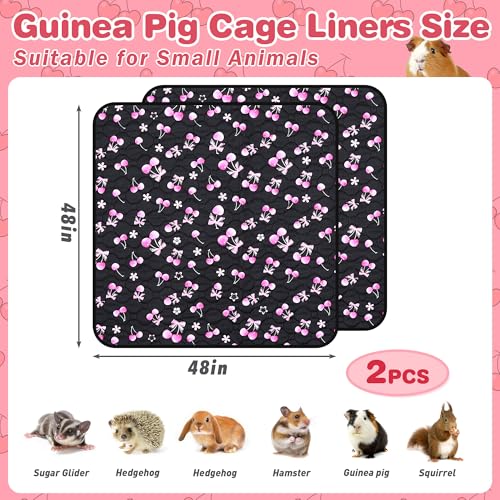 2 Pack Waterproof Guinea Pig Cage Liner, 48" x 48" Washable Reusable Guinea Pig Liner, Super Absorbent Leak-Proof Pet Pee Pad Mats for Guinea Pigs Rabbit Chinchilla Bunny Hamster - size: 48*48 inch 2pack