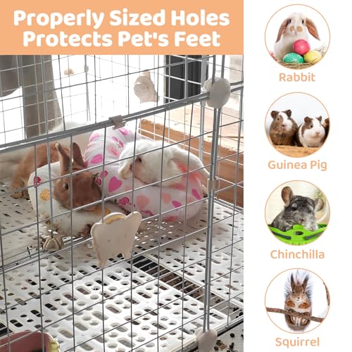 18 Pack Rabbit Cage Mats - 13x10 Inch Plastic Rabbit Floor Mat with Snap Joint - Small Animal Feet Pads Floor Mat for Pet Cats Dogs Bunny Chinchilla Guinea Pig