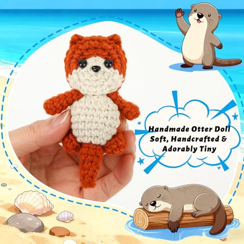 Little Otter Buddy - Knitted Otter Desk Companion Gift | Cute knitted otter buddy, a soft desk companion and thoughtful gift for coworkers, friends and otter lovers - style: Knitted Otter