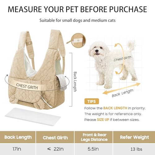 JourCraf Pet Carrier Backpack, Adjustable Pet Front Cat Dog Carrier Backpack Travel Bag for Small Medium Dogs Cats and Rabbits, Safety Strap with Removable Bottom Plate for Camping Hiking Traveling - color: Khaki