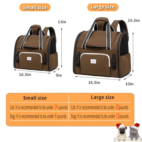 Pet Backpack Carrier for Small Dogs Medium Cats, Puppies,Breathable and Collapsible Design, Portable Travel Bag for Bearded Dragon,Rabbit Cage (Dark Brown, Small) - color: dark brown, size: Small