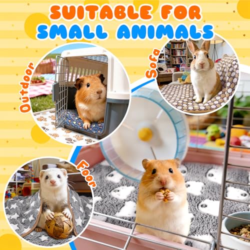 Eilyliafe 6 Pcs Guinea Pig Bedding Cage Liners Small Animal Flannel Blankets Sleep Mat Absorbent Reusable Pet Pee Bedding Pad Cover for Hamster Ferret Chinchilla Rabbit Hedgehog (16 x 24 Inch, Multi) - size: 16 x 24 Inch