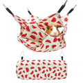 Small Animal Hammock and Tunnel Set, 3-Tier Hanging Hideout | Two-piece linen set for resting, hiding and climbing; removable hooks and padded tunnel, remove hooks before washing - color: Watermelon