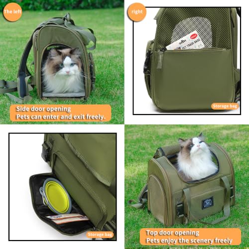 Pet Backpack Carrier for Small Dogs Medium Cats, Puppies,Breathable and Collapsible Design, Portable Travel Bag for Bearded Dragon,Rabbit Cage (Green, Small) - color: green, size: Small