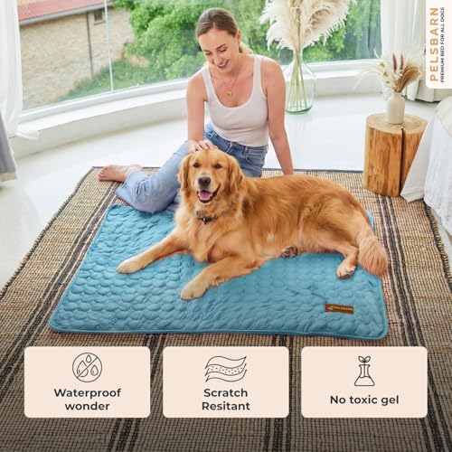 Dog Cooling Mat, Ice Silk Self-Cooling Pad, Light Blue, XL - color: Light Blue, size: X-Large
