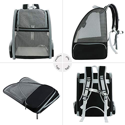 Texsens Innovative Traveler Bubble Backpack Pet Carriers for Cats and Dogs (Black) - color: Black
