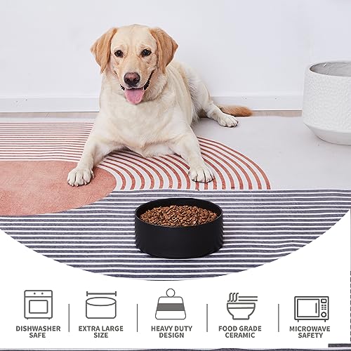 6'' Ceramic Dog Bowl - 30Oz Classic Dogs Food & Water Bowl for Small and Medium Breed Dogs, Heavy Duty Non-Slip Dog Dishes, Food Grade Stoneware Pet Bowl, Dishwasher & Microwave Safe, Black - color: Bowl - Black, size: 6 inch