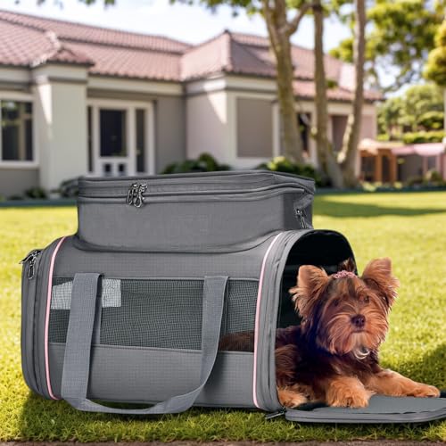 Airline Approved Pet Carrier - Soft-Sided Dog & Cat Travel Bag with Expandable Space and Safe Design (Grey) - color: grey